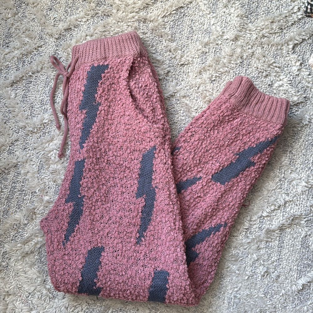 Macaron Cozy Pink and Gray Lounge Pants Size M NWT